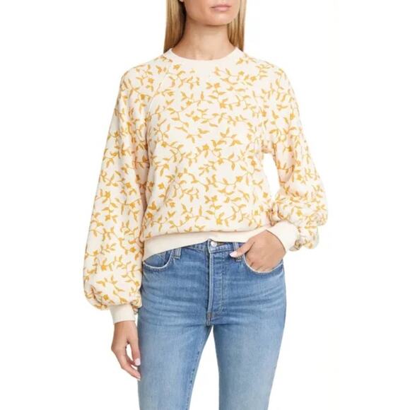 Ulla Johnson Ebba Rose Crewneck Ribbed Pullover Sweatshirt Size S - Picture 4 of 9